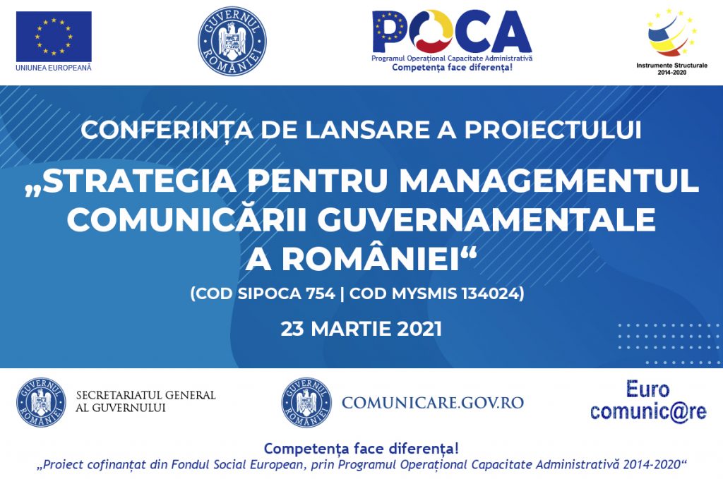 Anunt Conferinta de lansare a proiectului Strategia pentru managementul comunicarii guvernamentale a României